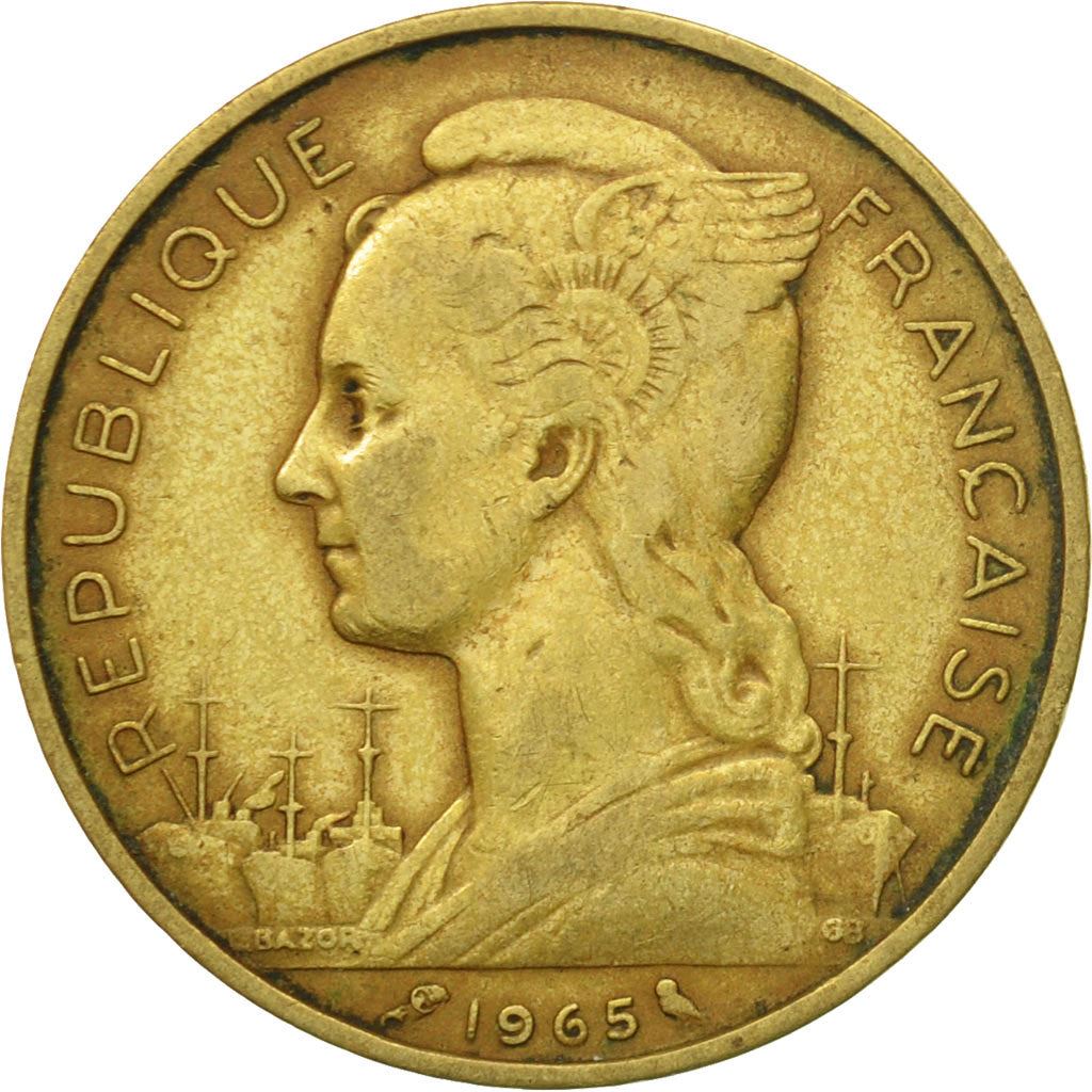 French Somaliland | 20 Francs Coin | Marianne | Dhow | Ocean Liner | Km:12 | 1965