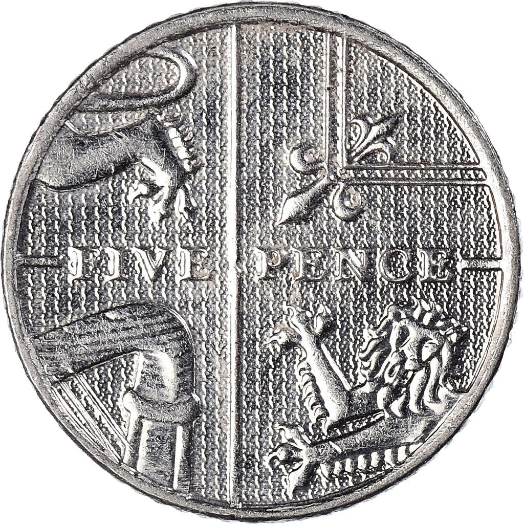 United Kingdom | 5 Pence Coin | Elizabeth II | Km:1334 | 2015 - 2022