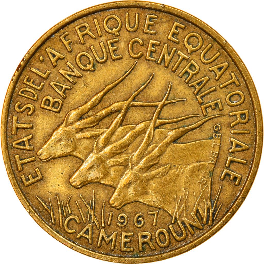 Central African States | 10 Francs Cfa Coin | Antelope | Crops | Km:2A | 1965 - 1972