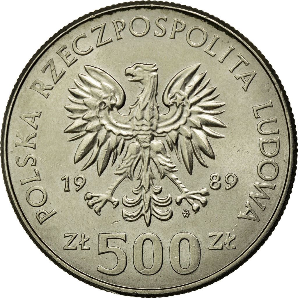 Poland | 500 Zlotys Coin | Ladislaus II Jagiellon | Y:194, Parm:336, Fischer Po:Ob107 | 1989
