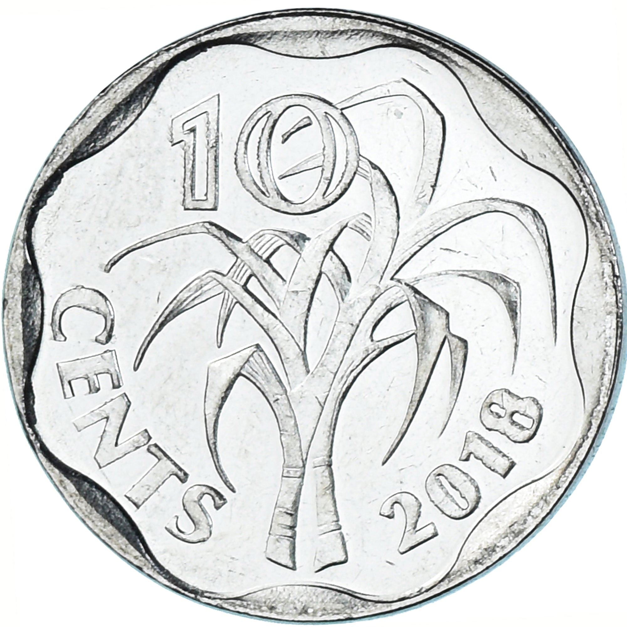 Kingdom of Eswatini | 10 Cents Coin | King Mswati III | Sugar Canes | Km:69 | 2018 - 2021