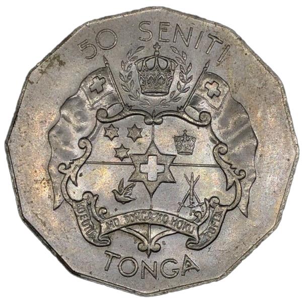 Tonga | Moneta da 50 Seniti | Re Tupou IV | Stella | KM:41 | 1974