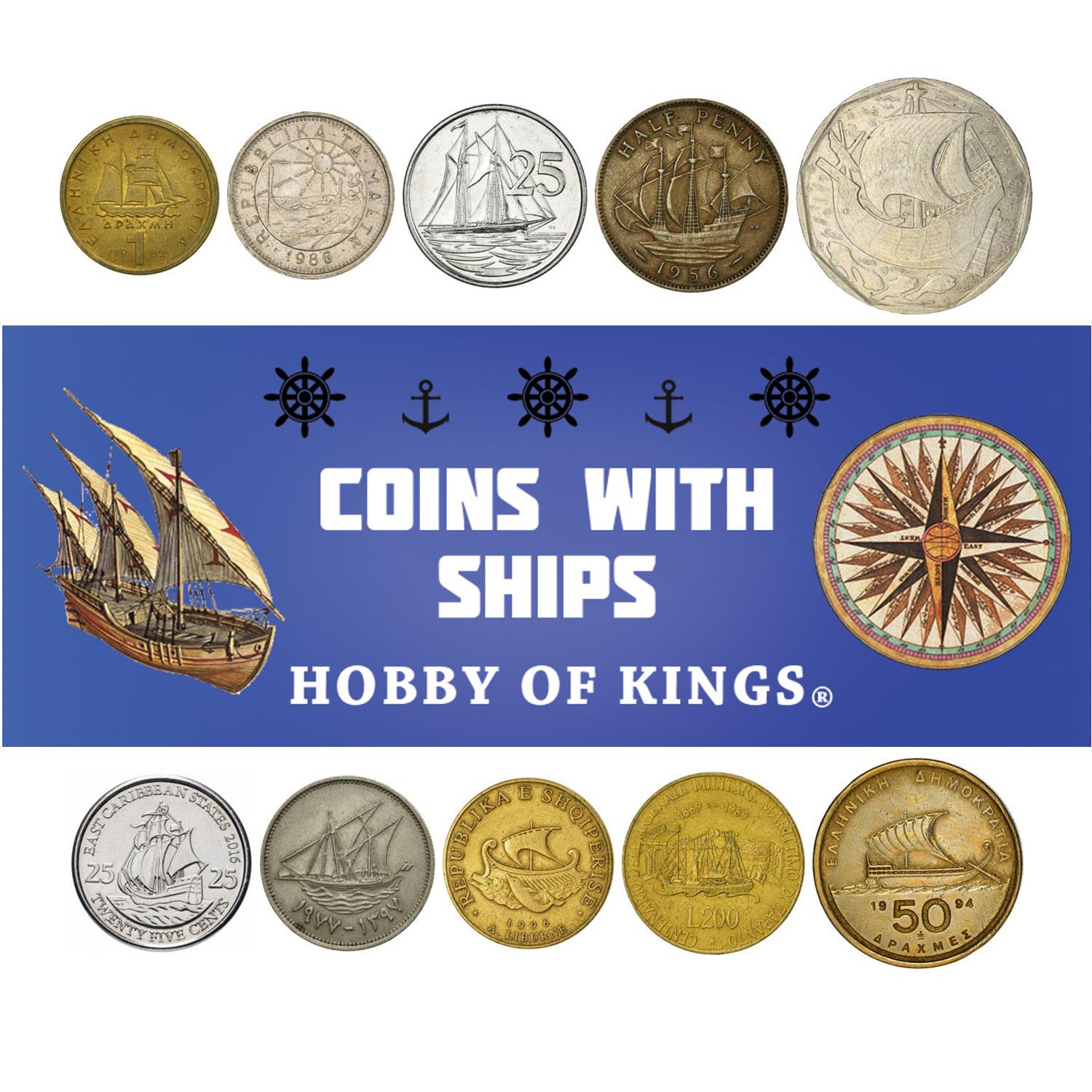 Mixed Coins with Ships | Galleons | Triremes | Caravels | Frigate | Cogs | Carracks