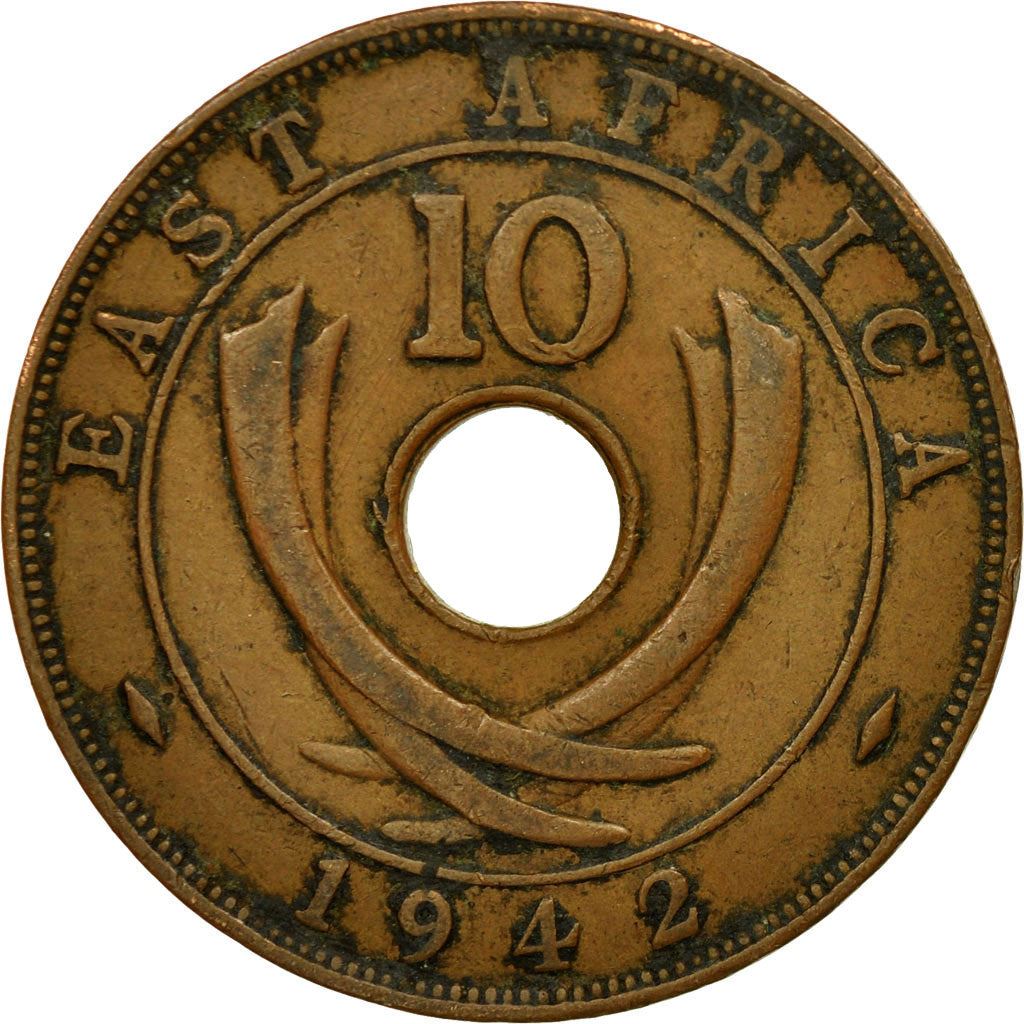 East Africa | 10 Cents Coin | Crown | Tusks | Km:26 | 1937 - 1945