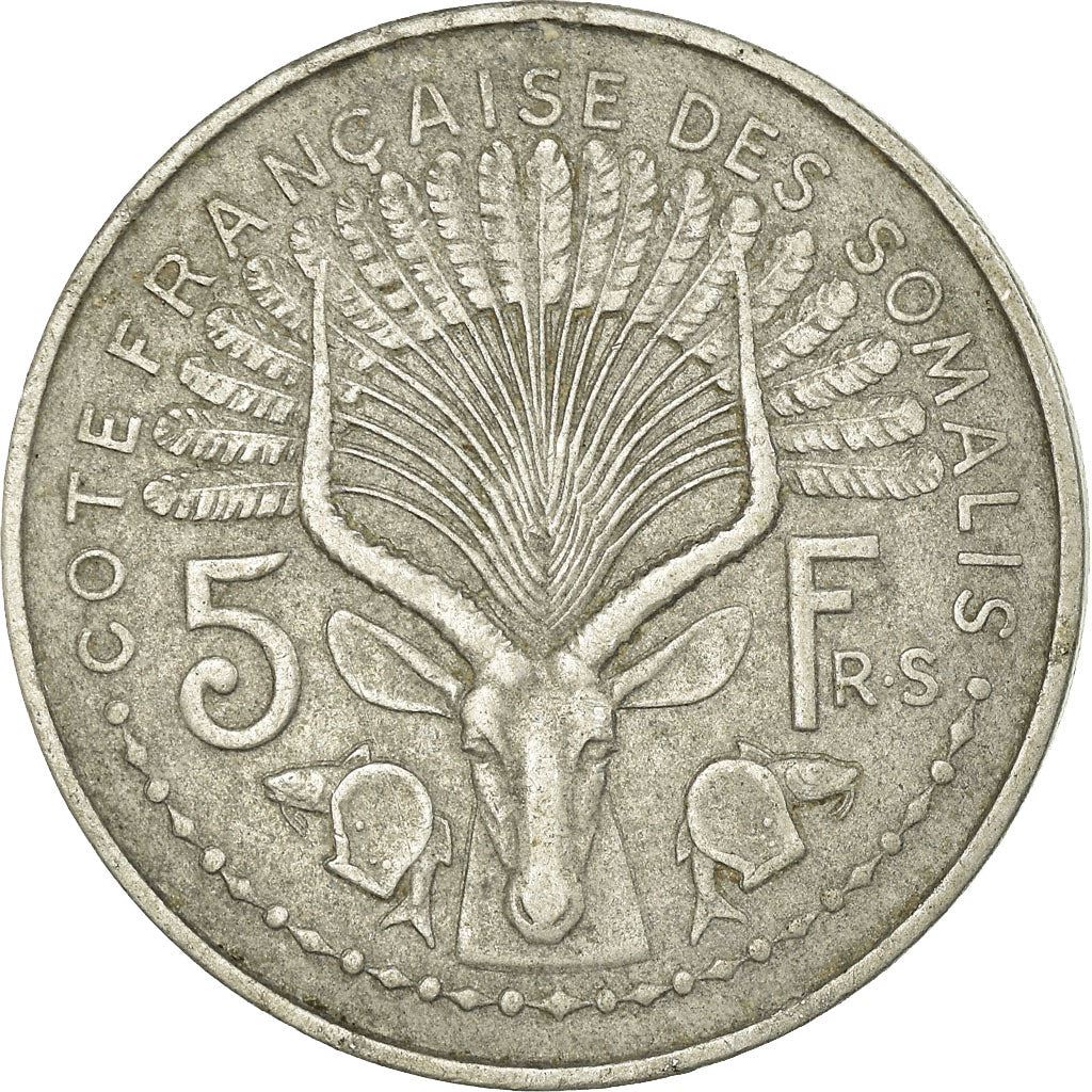 French Somaliland | 5 Francs Coin | Marianne | Waterbuck | Km:6 | 1948