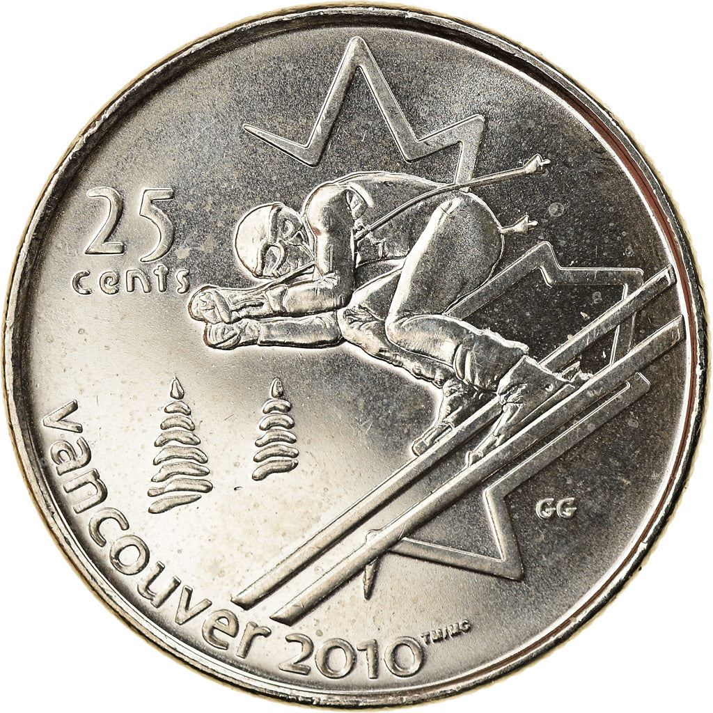 Canada | 25 Cents Coin | Nickel plated steel | Alpine skiing | KM:686 | 2007-2008