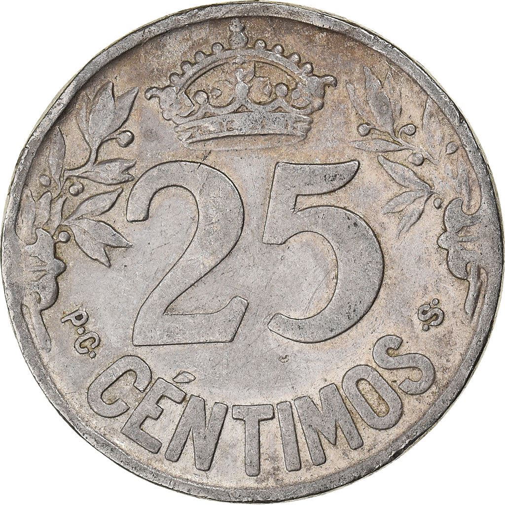 Spanien | 25 Centimos Mønt | Skib karavel | Km:740 | 1925