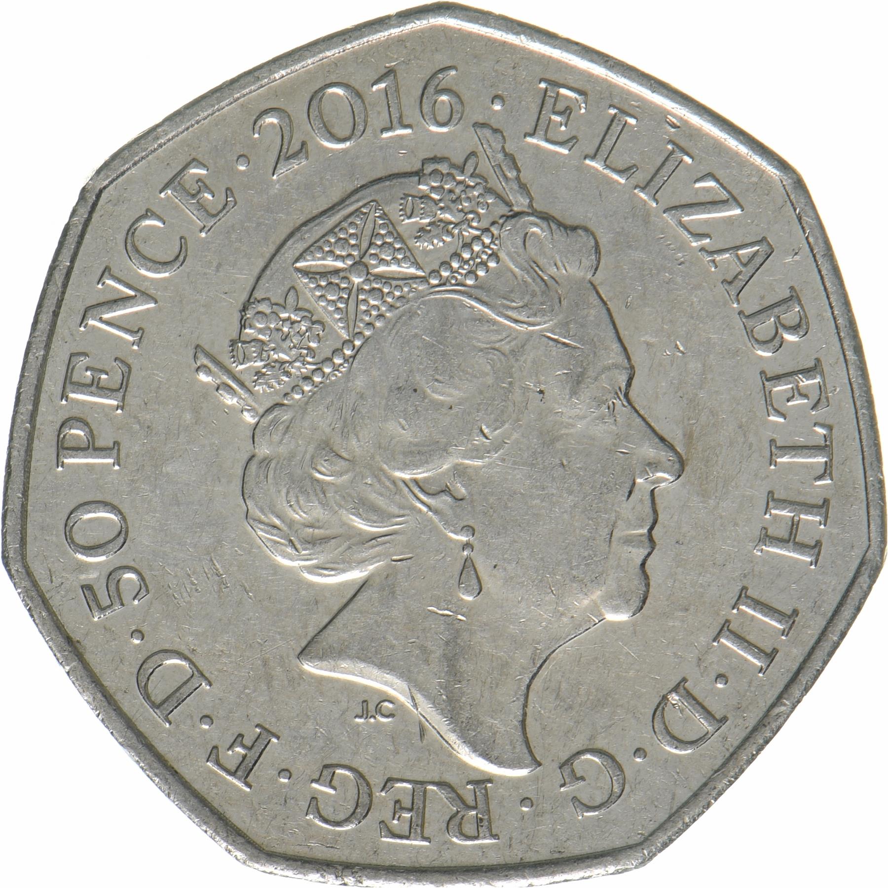 United Kingdom | 50 Pence Coin | Mrs Tiggy-Winkle | KM:1374 | 2016