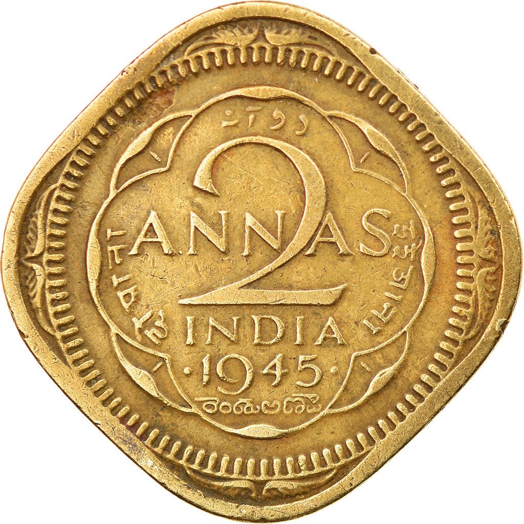 India - British | 2 Annas Coin | King George VI | Km:543 | 1945
