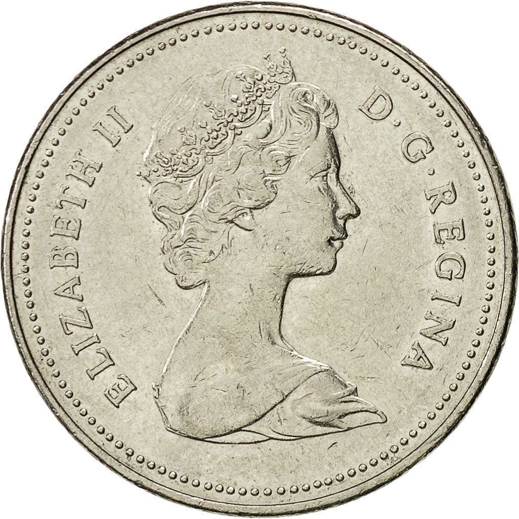 Canada | 5 cent mønt | Nikkel | 2. portræt | KM:60.2 | 1979-1981