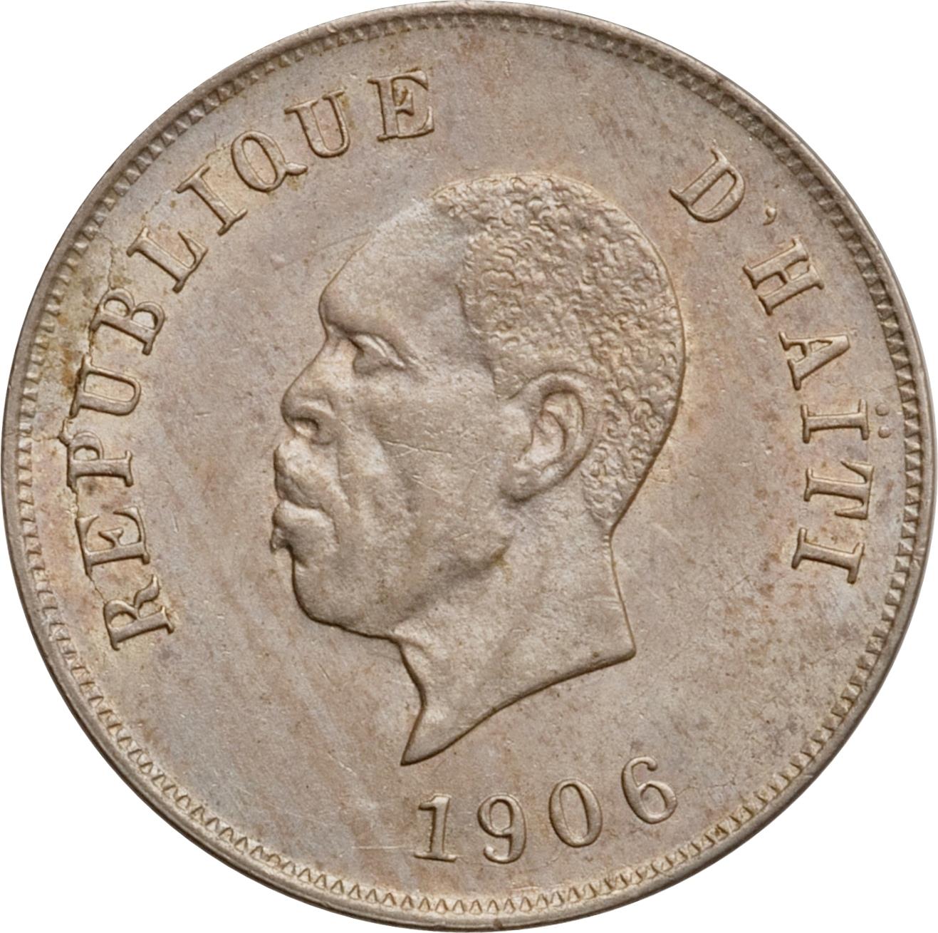 Haiti | 10 Centimes Coin | General Pierre Nord-Alexis | Cannon | KM:54 | 1906