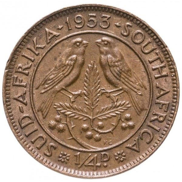 South Africa 1/4 Penny Coin | Elizabeth II 1st portrait | KM44 | 1953 - 1960