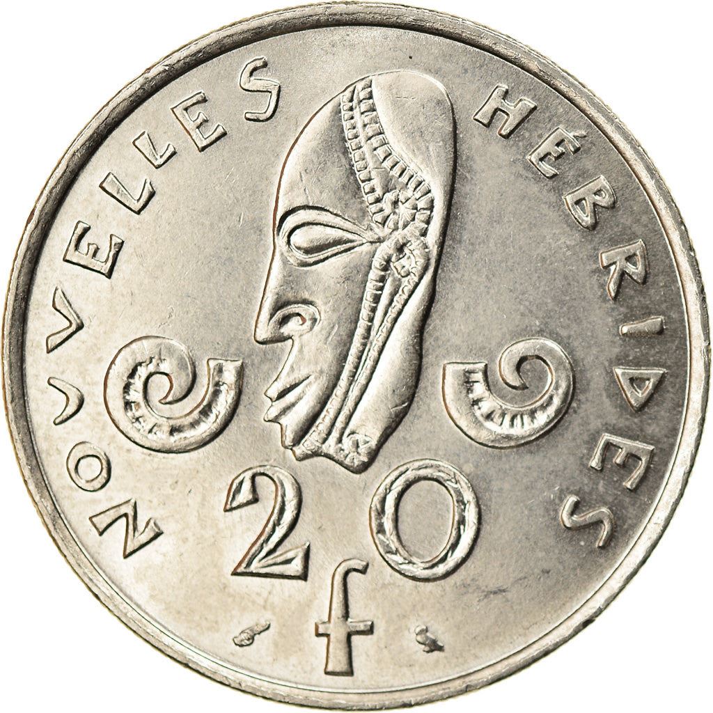 New Hebrides | 20 Francs Coin | Marianne | Native Mask | Snails | Km:3.2 | 1973 - 1982