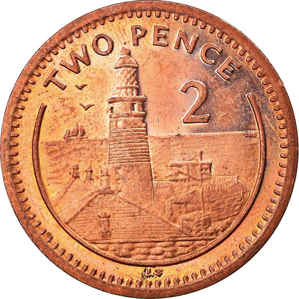 Gibilterra | Moneta da 2 Pence | Regina Elisabetta II | KM774 | 1998 - 2003