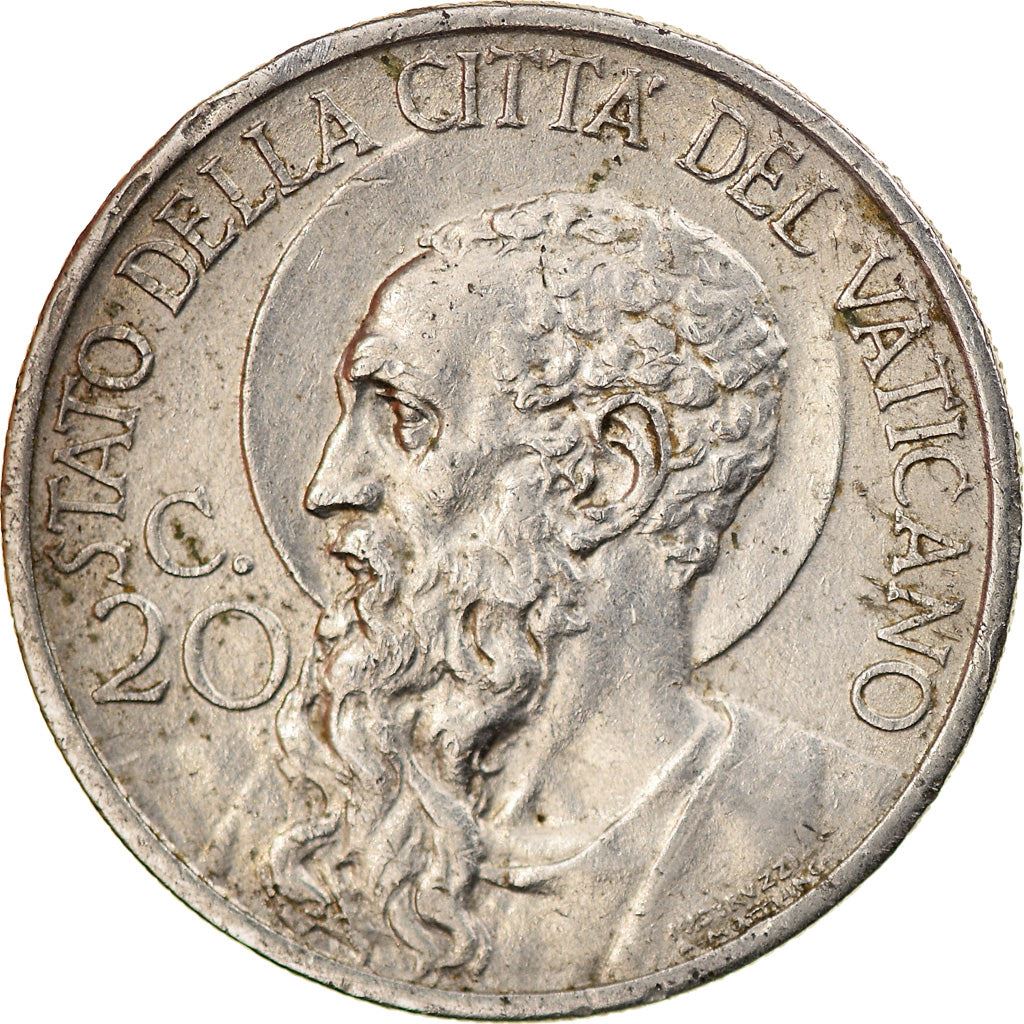 Vatican City | 20 Centesimi Coin | St. Paul | Nickel | KM:3 | 1929-1937