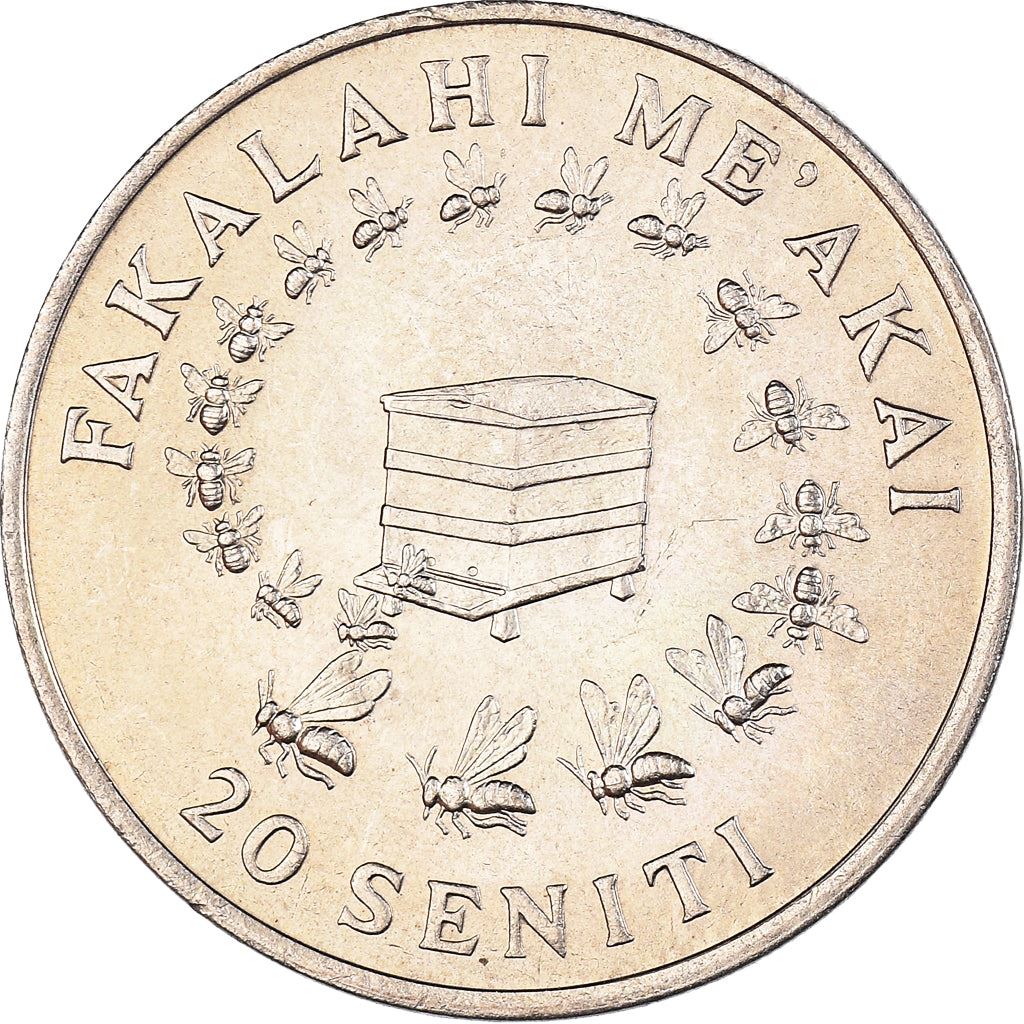 Tonga | Moneta da 20 Seniti | Re Tupou IV | Ape | Alveare | FAO | Km:46 | 1975 - 1979
