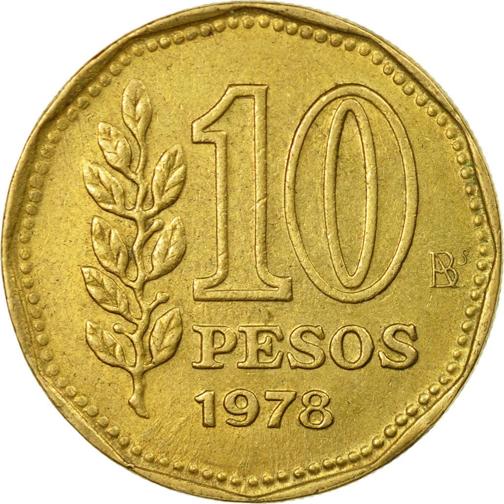 Argentina 10 Pesos | Sol de Mayo | Olive branch Coin | KM72 | 1976 - 1978