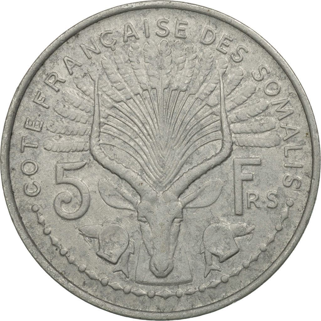 French Somaliland | 5 Francs Coin | Marianne | Waterbuck | Km:10 | 1959 - 1965