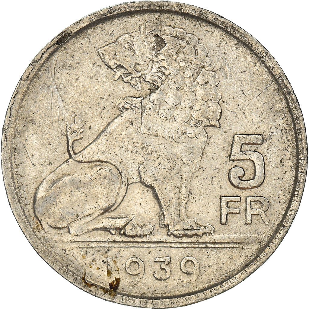 Belgium | 5 Francs Coin | Lion | Km:117 | 1938 - 1939