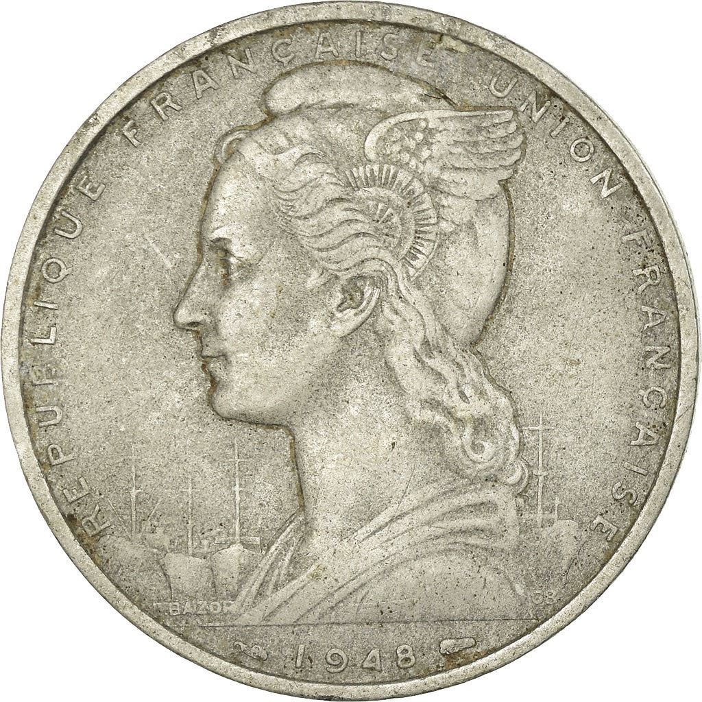 French Somaliland | 5 Francs Coin | Marianne | Waterbuck | Km:6 | 1948