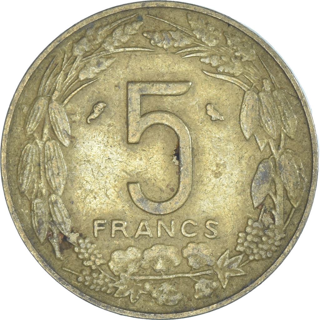 Central African States | 5 Francs Cfa Coin | Antelope | Crops | Km:1A | 1965 - 1972