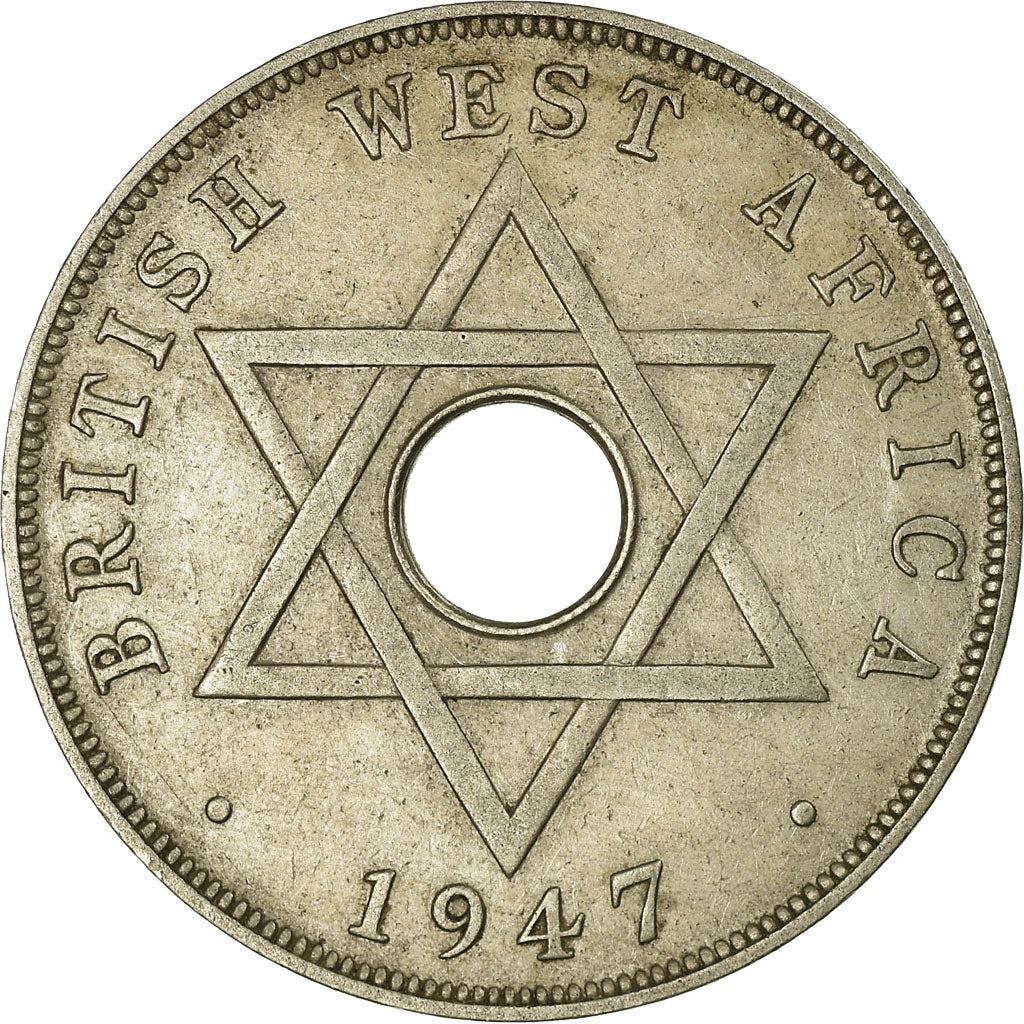 British West Africa | 1 Penny Coin | Crown | Hexagram | Km:19 | 1937 - 1947