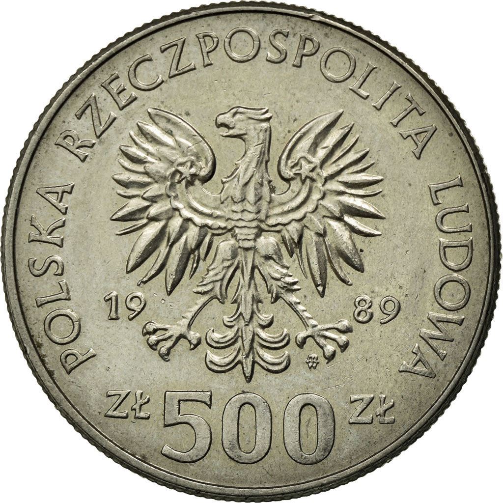 Poland | 500 Zlotys Coin | Ladislaus II Jagiellon | Y:194, Parm:336, Fischer Po:Ob107 | 1989