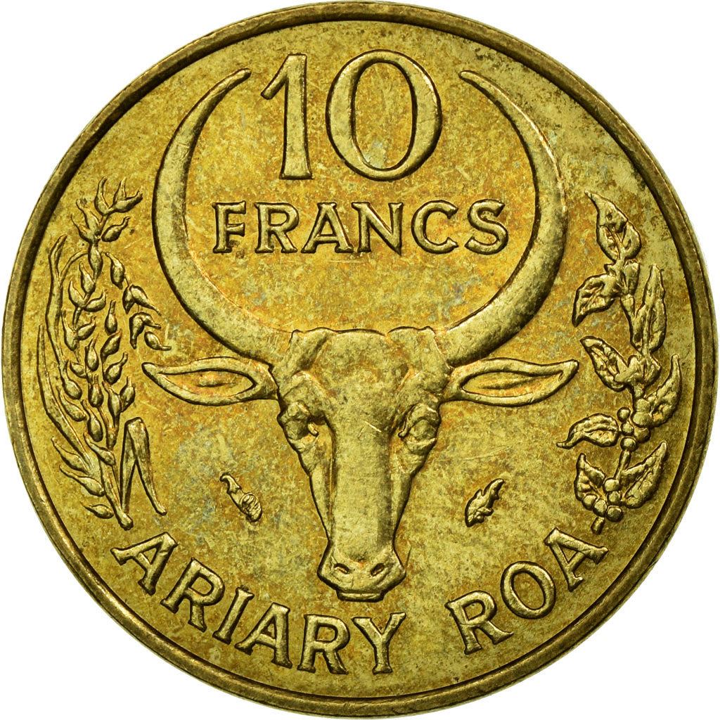 Madagascar | 10 Francs / 2 Ariary Coin | Zebu | Vanilla | Km:11 | 1970 - 1989