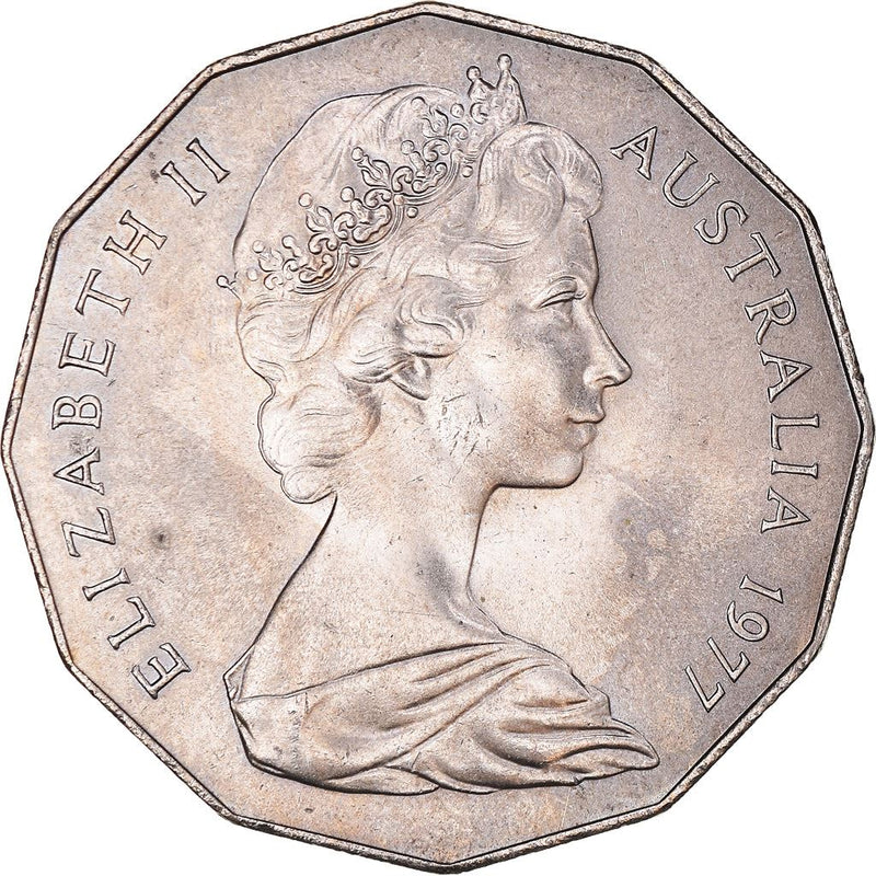 Australia Coin | 50 Cents | Elizabeth II | Silver Jubilee | KM70 | 1977