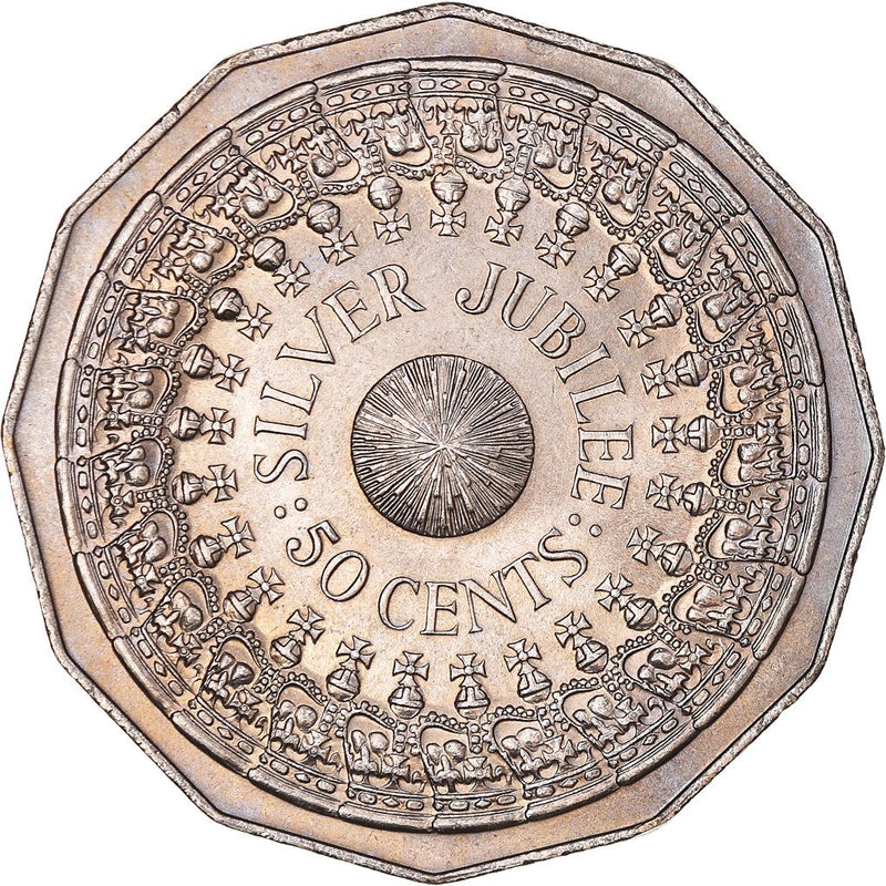 Australia Coin | 50 Cents | Elizabeth II | Silver Jubilee | KM70 | 1977