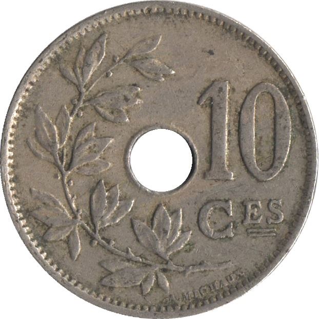 Belgian Coin 10 Centimes - Albert I Belgique | Olive Sprig | Star | KM85 | 1911 - 1929