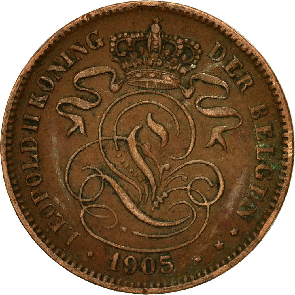 Belgian Coin 2 Centimes - Léopold II België | Lion | Star | KM36 | 1902 - 1909