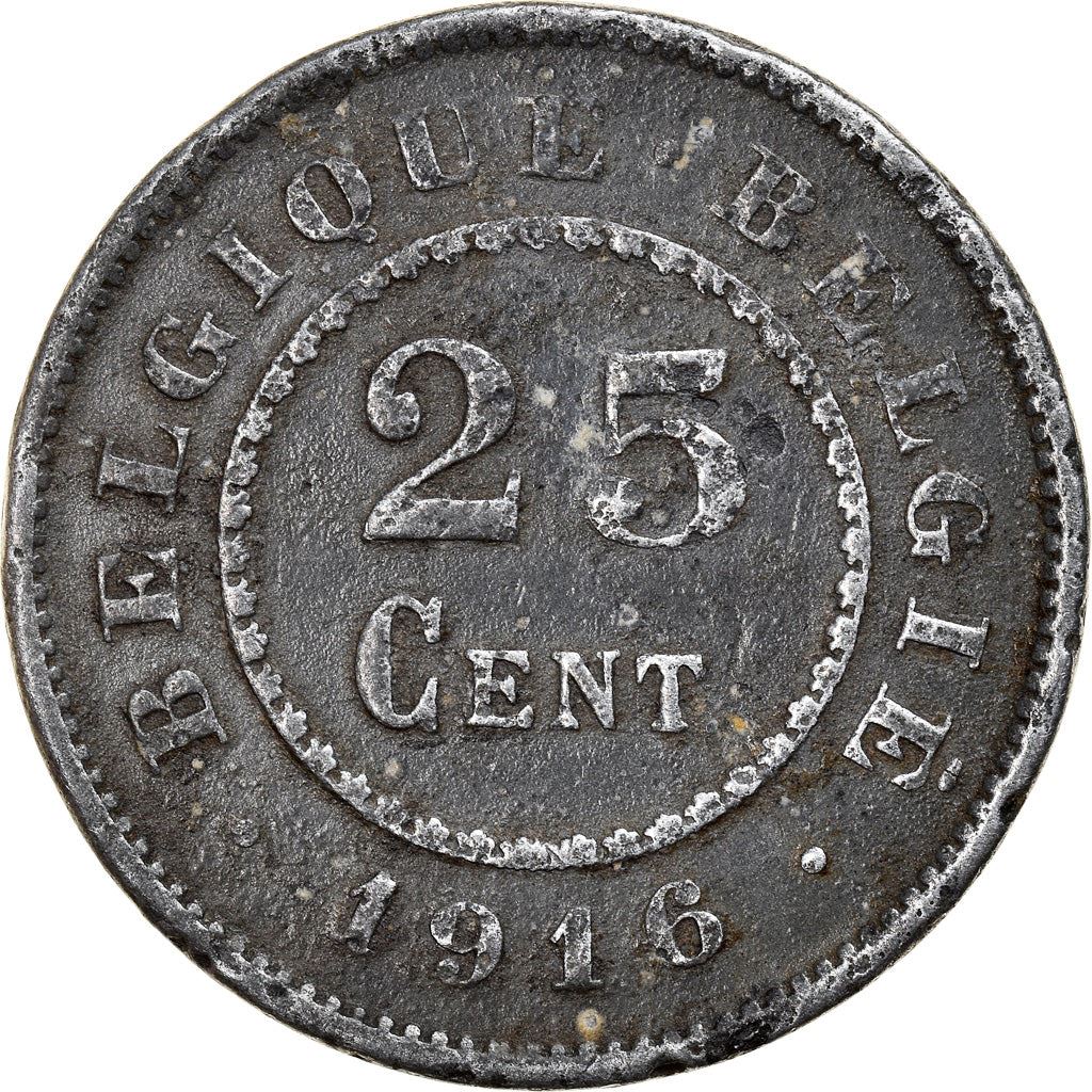 Belgian Coin 25 Centimes German Occupation Coinage | Lion | Flower | KM82 | 1915 - 1918