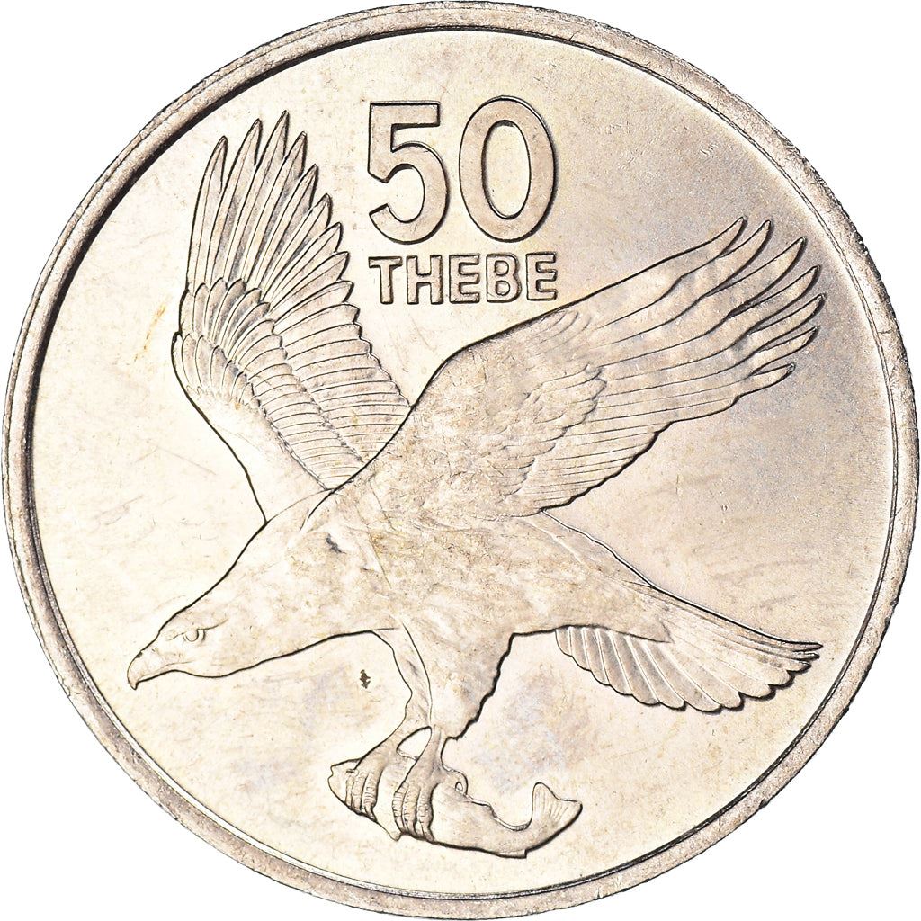 Botswana 50 Thebe Coin | African Fish Eagle | KM7 | 1976 - 1985