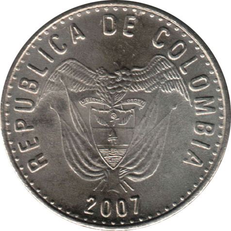 Colombia 50 Pesos | Liberty and Order | Wreath Coin | 1989 - 2012