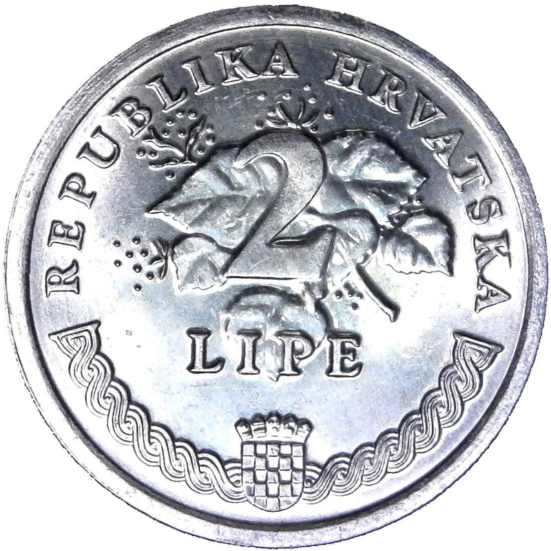 Croatia | 2 Lipe Coin | Hrvatska | Lush Grapes | KM4 | 1993 - 2021