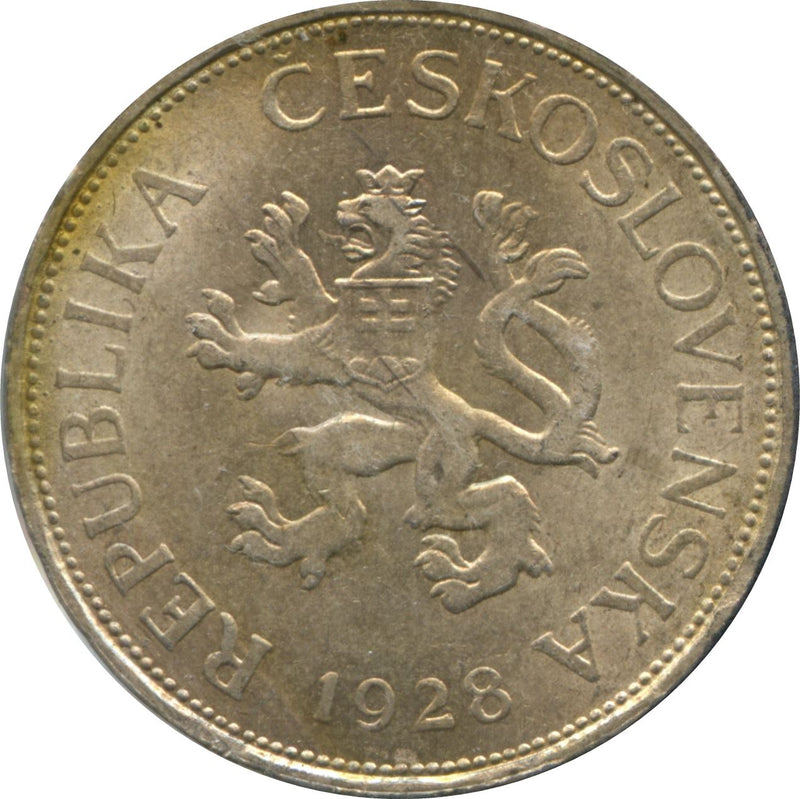 Czechoslovakia | 5 Korun Coin | Lion | Factory | Shield | KM11 | 1928 - 1932
