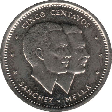 Dominican Republic 5 Centavos Coin | Francisco del Rosario Sanchez | Matias Ramon Mella | KM59 | 1983 - 1987