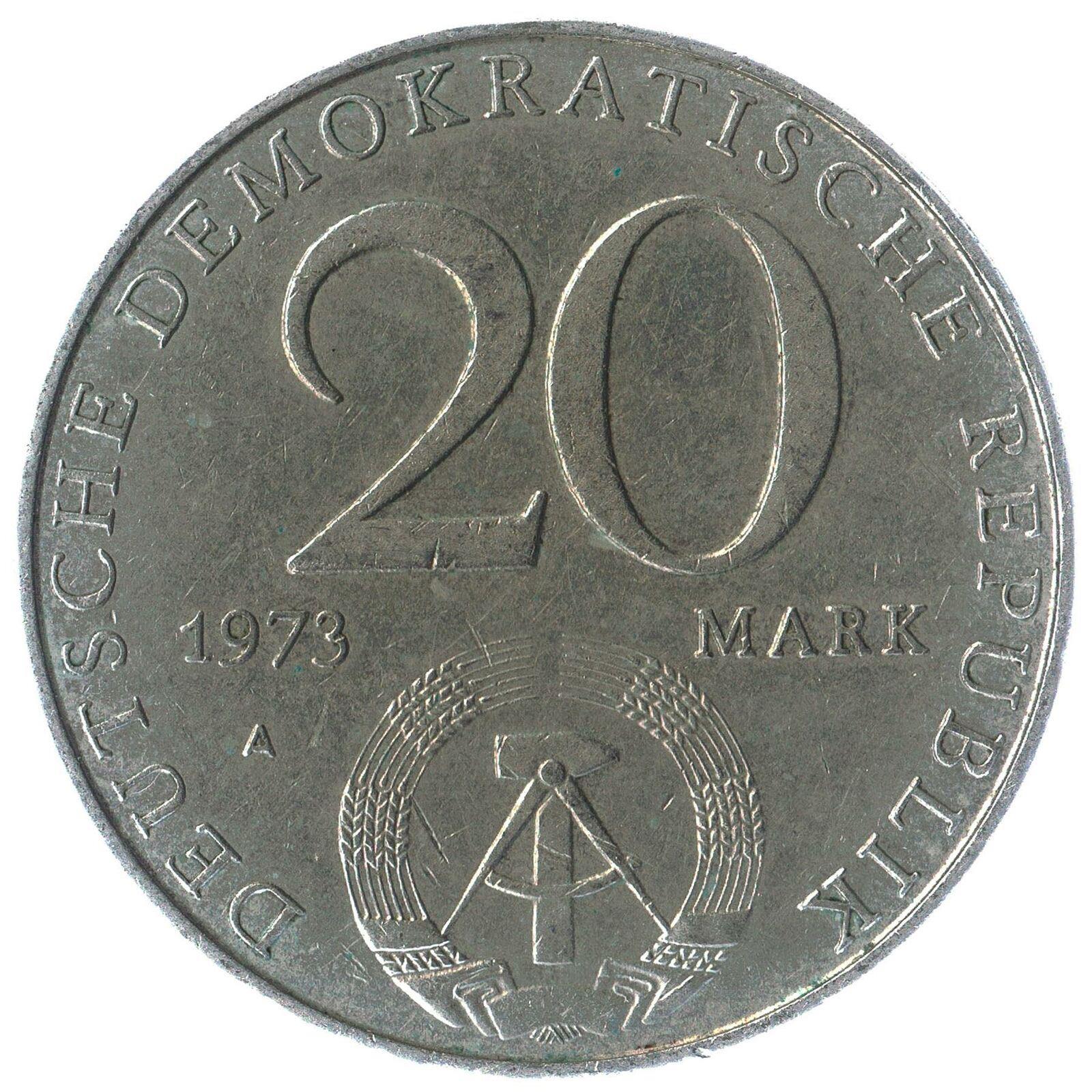 East German 20 Mark Coin | Otto Grotewohl | Deutsche Demokratische Republik | KM47 | 1973