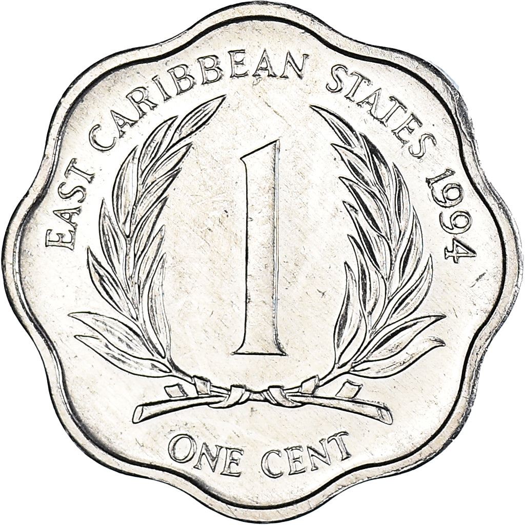 Eastern Caribbean States Coin 1 Cent | Queen Elizabeth II | Palm | KM10 | 1981 - 2001