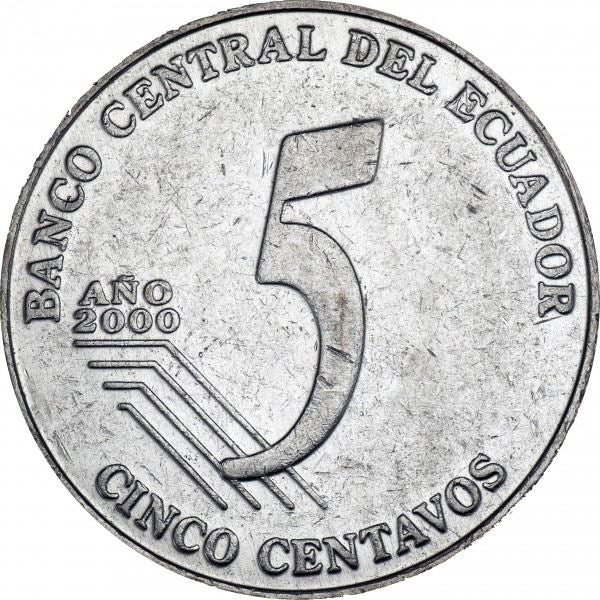 Ecuador 5 Centavos Coin | Juan Montalvo | KM105 | 2000 - 2005