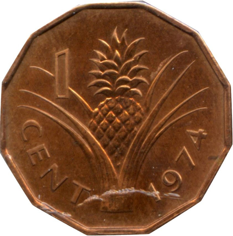 Eswatini | 1 Cent Coin | King Sobhuza II | Pineapple | KM7 | 1974 - 1983