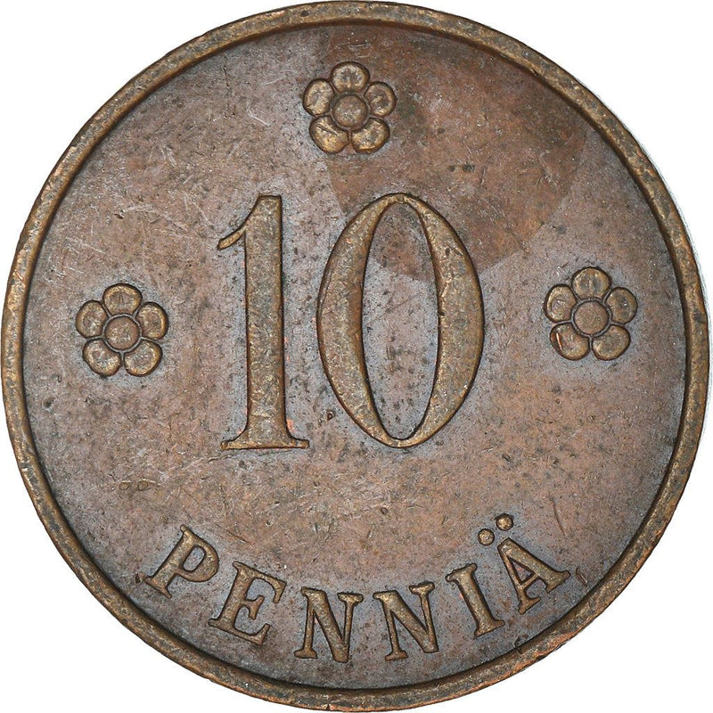 Finland Coin Finnish 10 Pennia | Rose | KM24 | 1919 - 1940