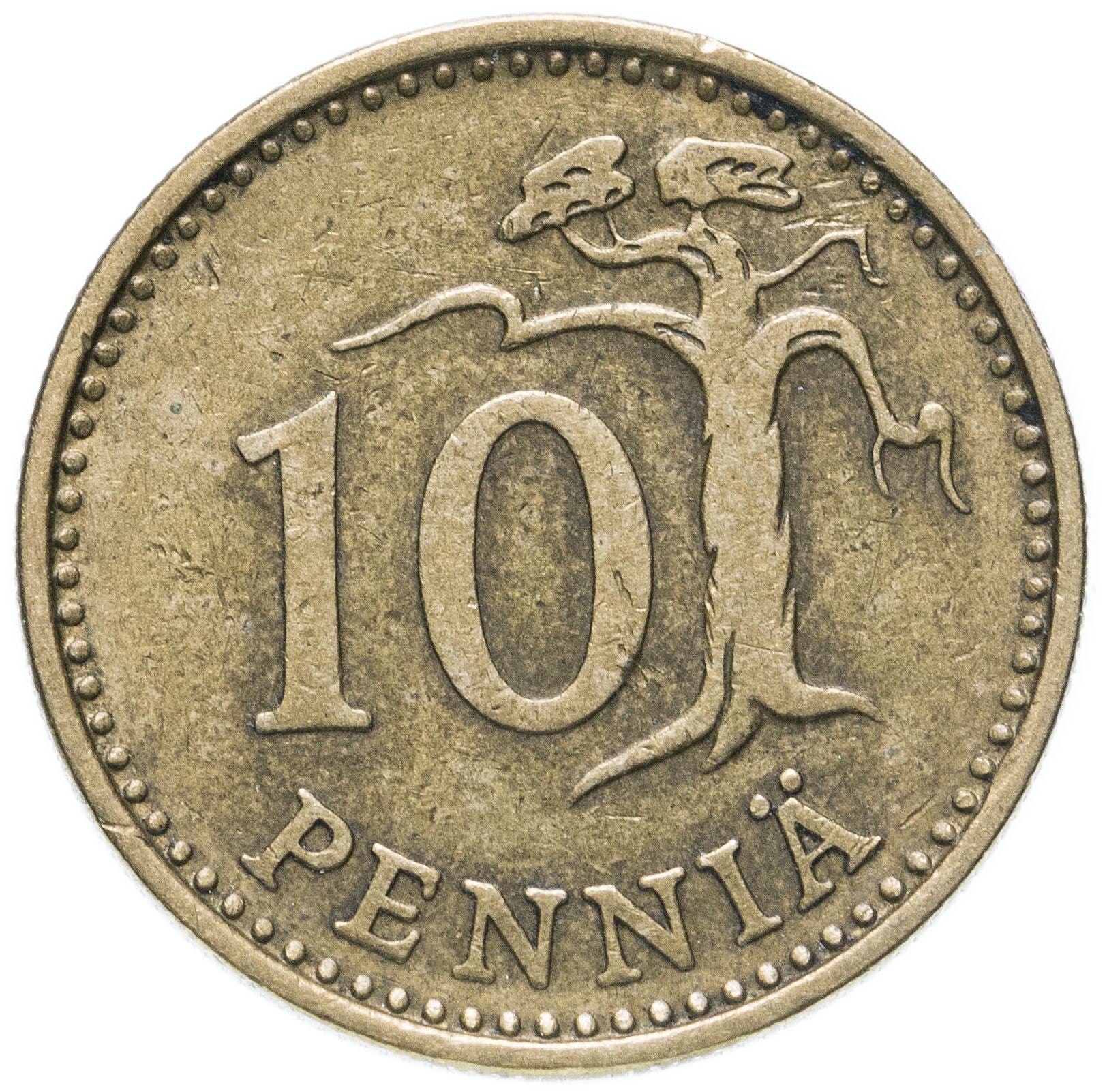 フィンランド硬貨 フィンランド10ペニア | 木 | KM46 | 1963 - 1982
