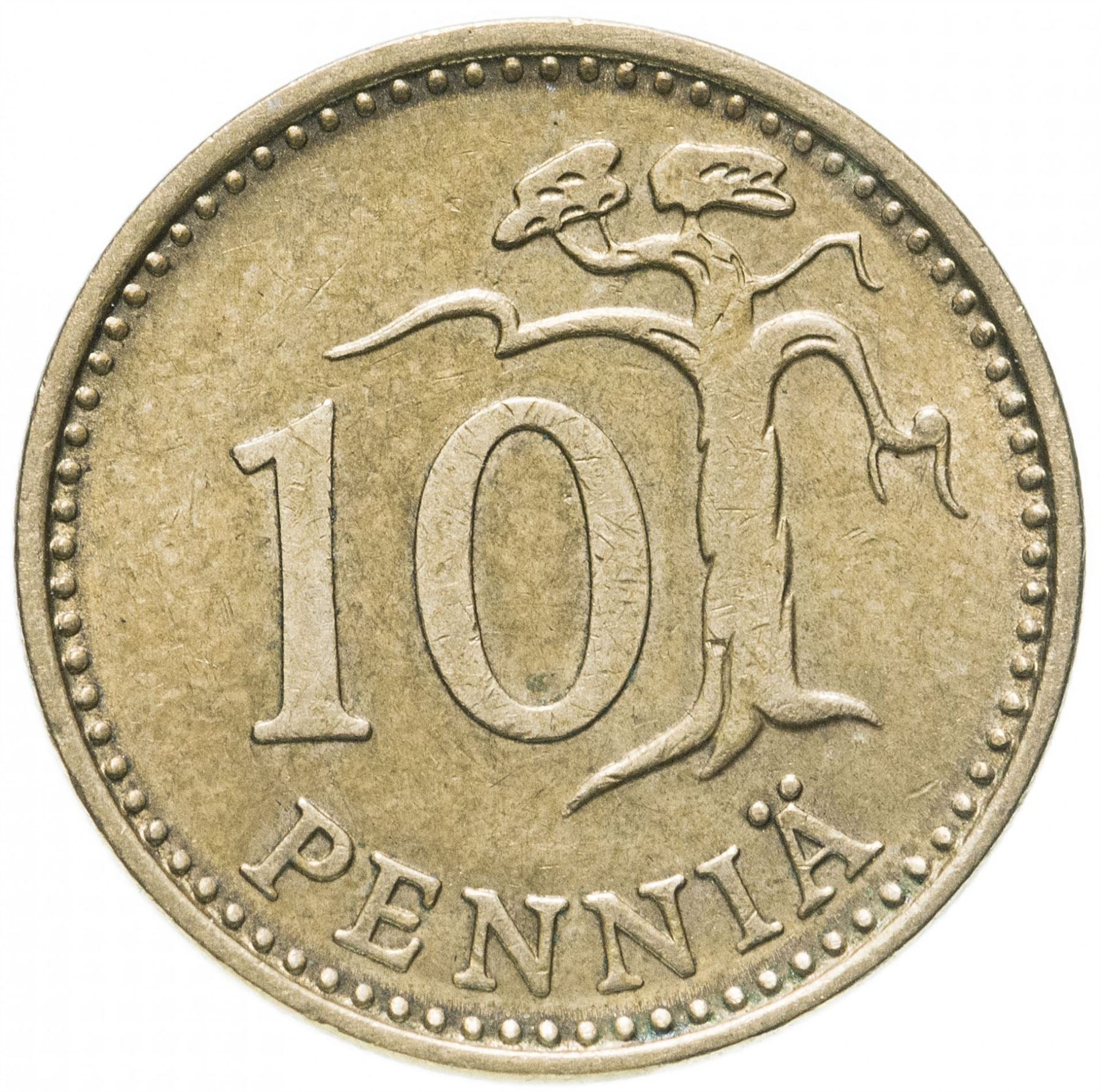フィンランド硬貨 フィンランド10ペニア | 木 | KM46 | 1963 - 1982