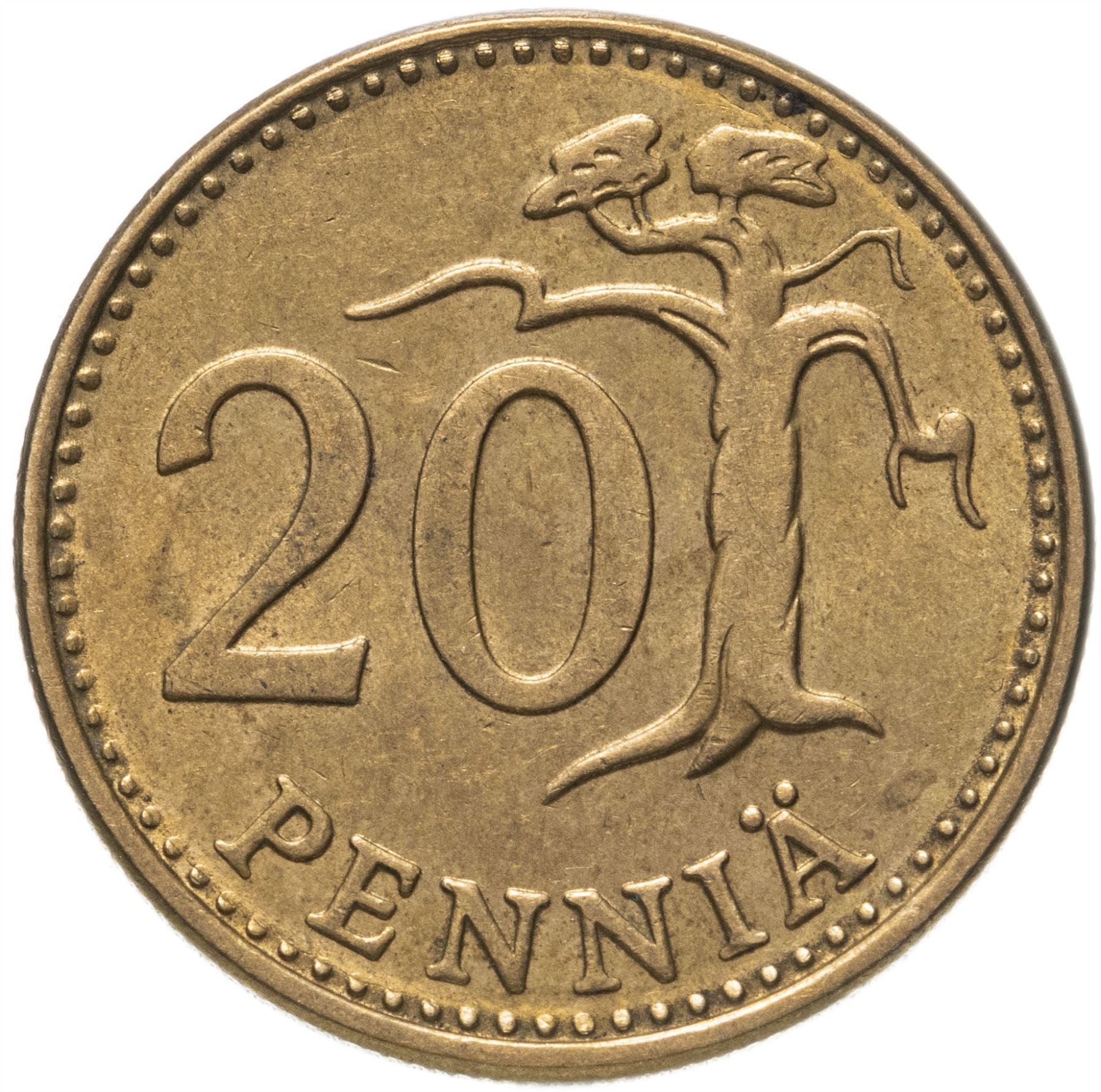 Finland Coin Finnish 20 Pennia | Pine Tree | KM47 | 1963 - 1990
