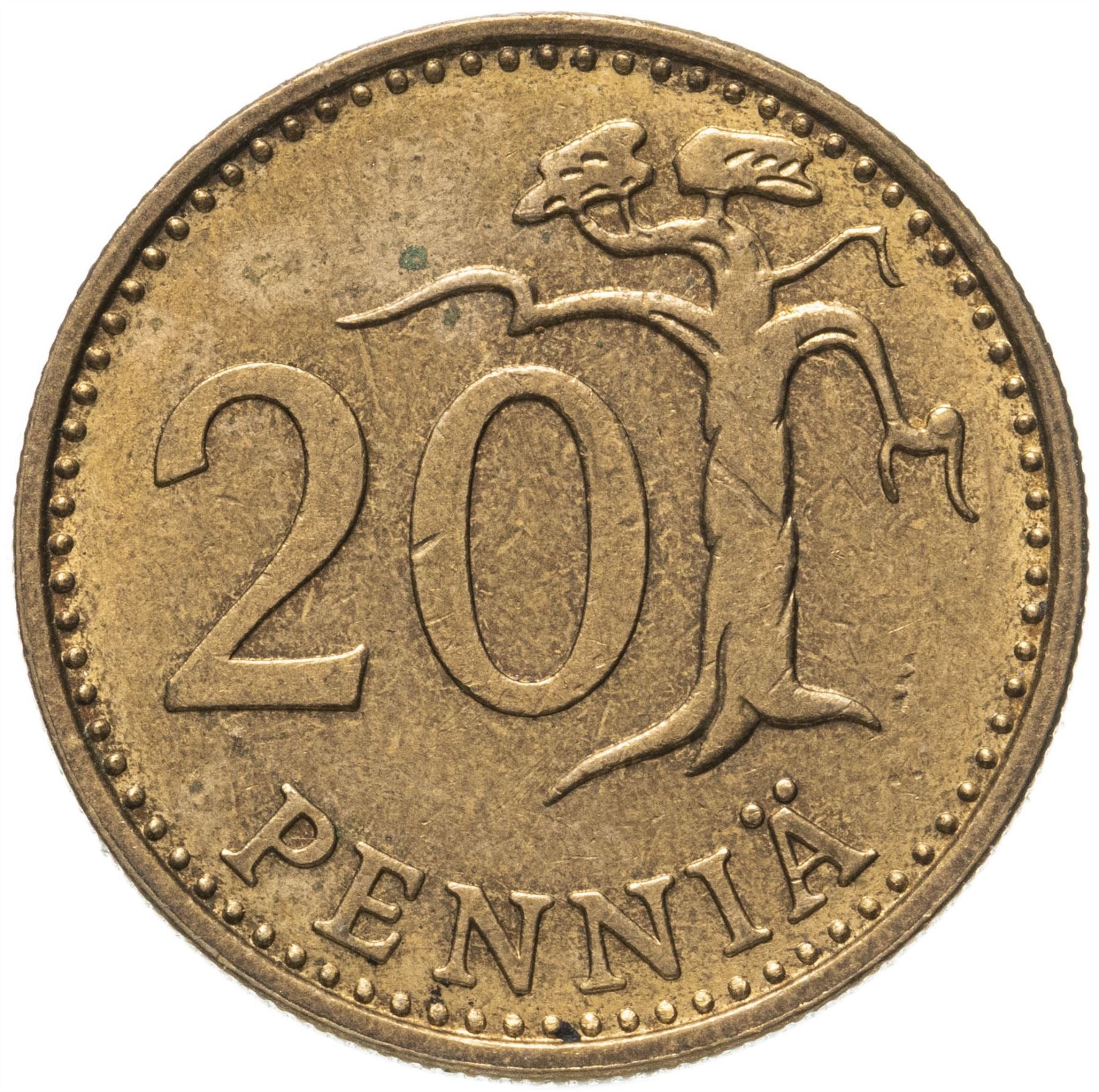 Finland Coin Finnish 20 Pennia | Pine Tree | KM47 | 1963 - 1990