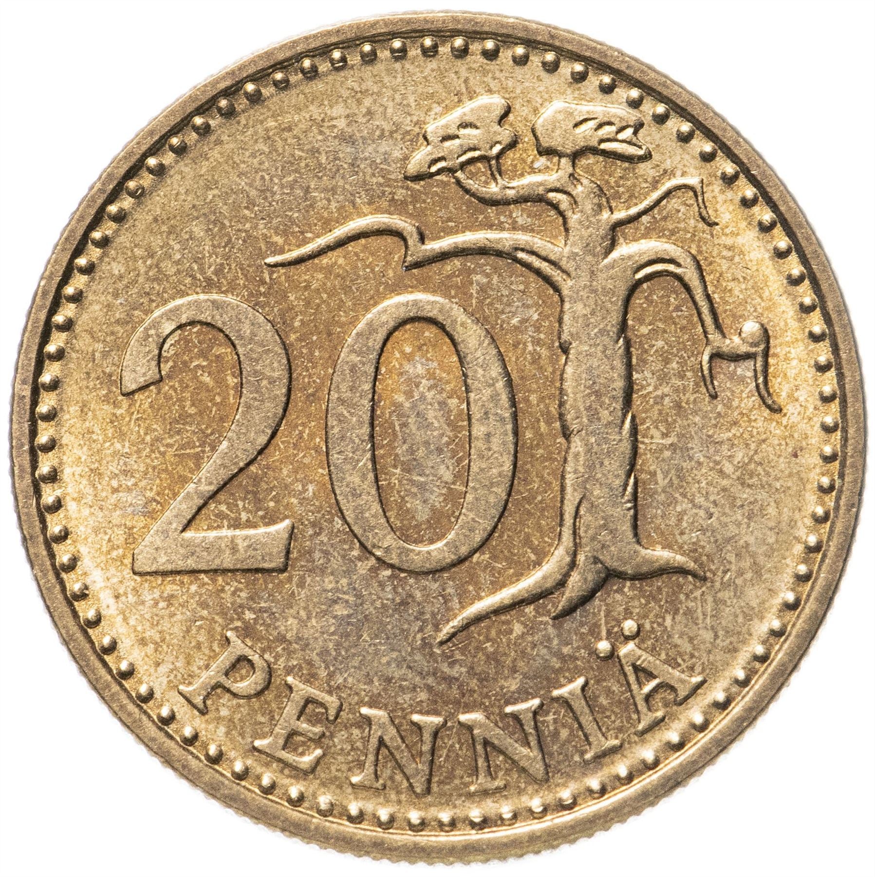 Finland Coin Finnish 20 Pennia | Pine Tree | KM47 | 1963 - 1990