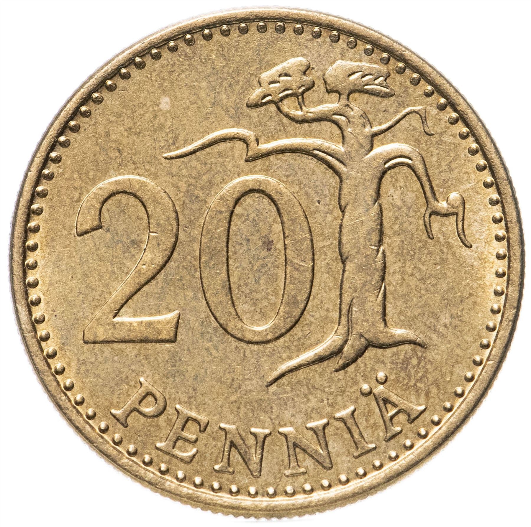 Finland Coin Finnish 20 Pennia | Pine Tree | KM47 | 1963 - 1990