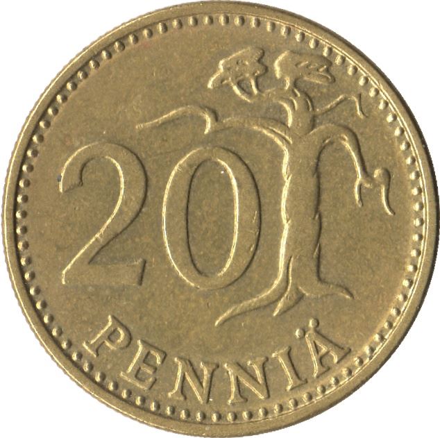 Finland Coin Finnish 20 Pennia | Pine Tree | KM47 | 1963 - 1990